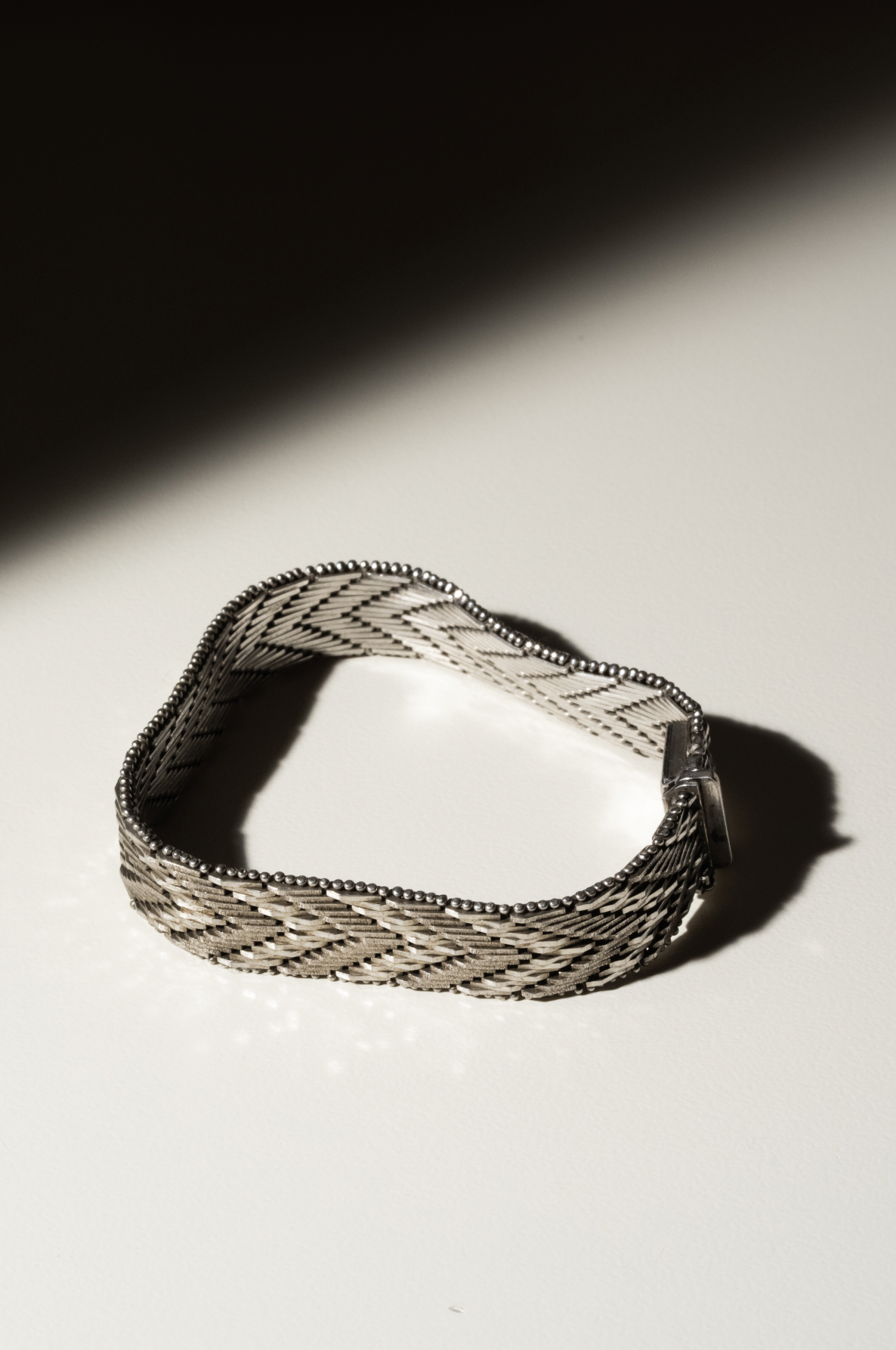 "Braided & Woven Vintage Chevron 925 Silver Bracelet"