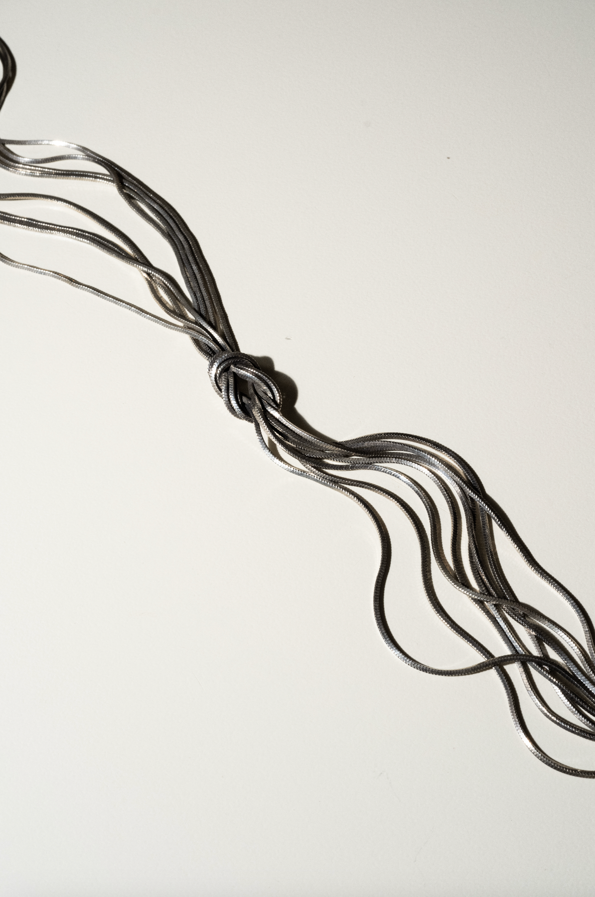 "Japanese Knot Fluid Multi-Threaded Silver Necklace"