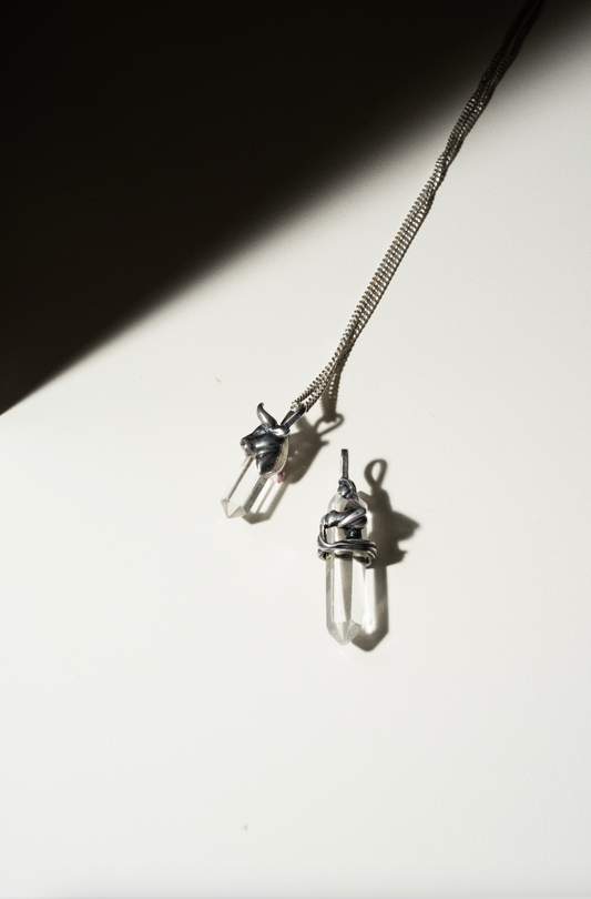 "Aquarius Crystal & Silver Pendant – Handmade in Los Angeles"