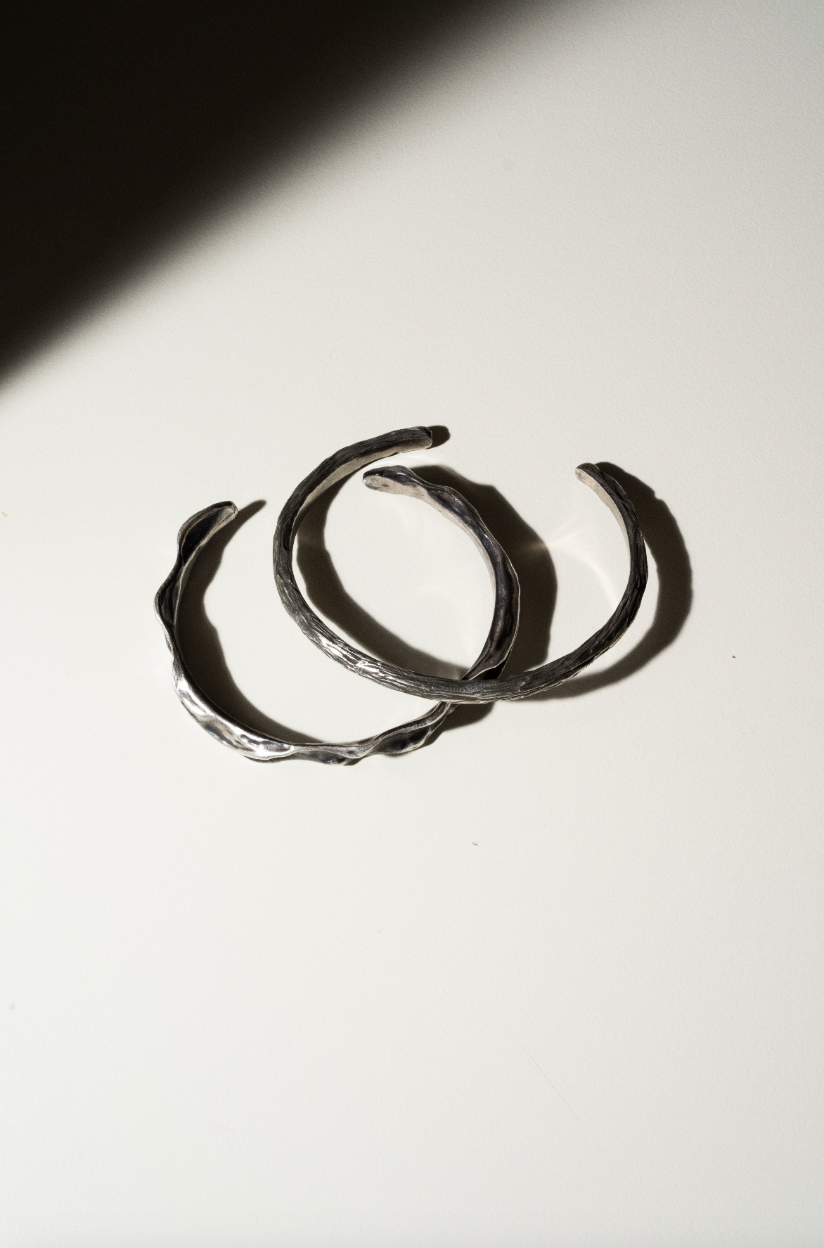 "Organic Duo: Handcrafted 925 Silver Design Bracelets"