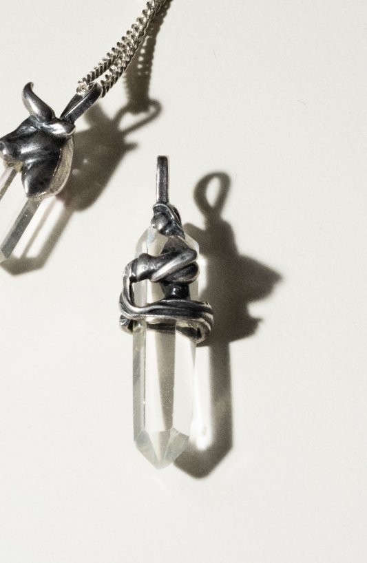 "Aquarius Crystal & Silver Pendant – Handmade in Los Angeles"
