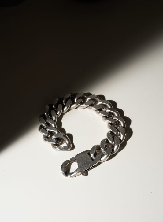 "1940s Bulky Cuban 925 Silver Bracelet with Army Lock"